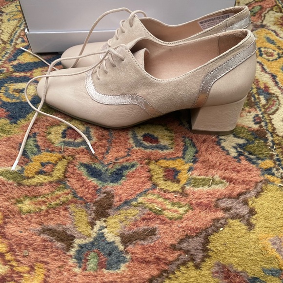 Hispanitas Beige Lace Up Block Heel - Picture 1 of 6